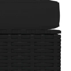 vidaXL Voetensteun met kussen 70x70x30 cm poly rattan zwart
