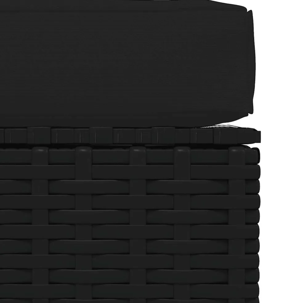 vidaXL Voetensteun met kussen 70x70x30 cm poly rattan zwart
