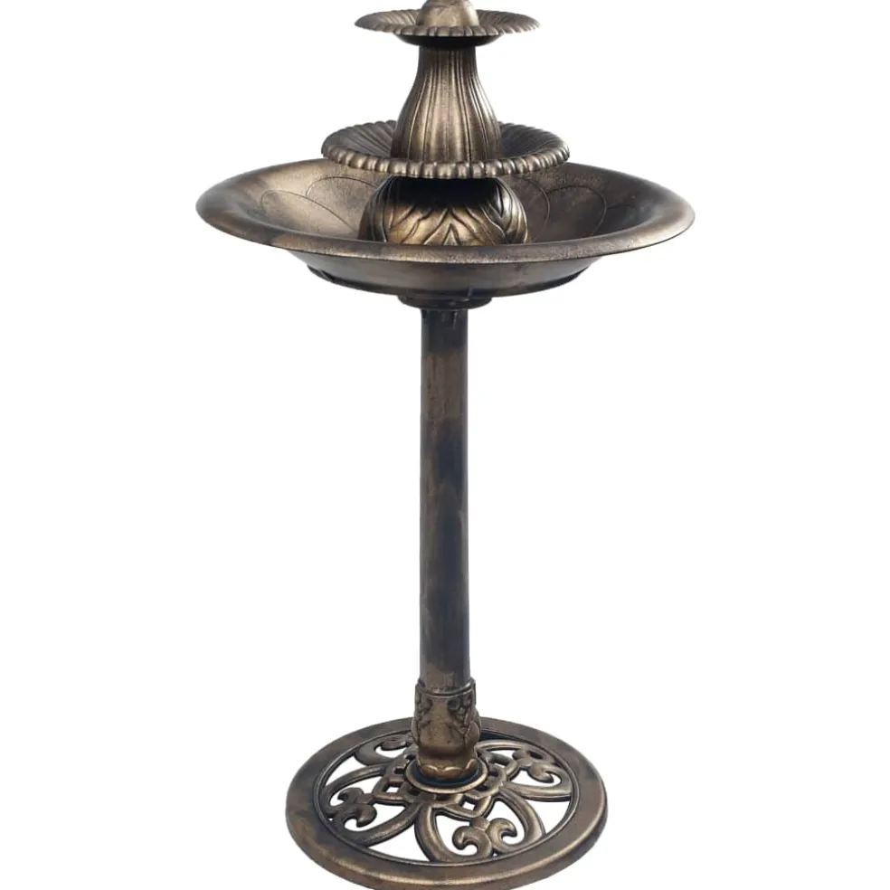 vidaXL Vogelbadje met fontein 50x91 cm kunststof bronskleurig