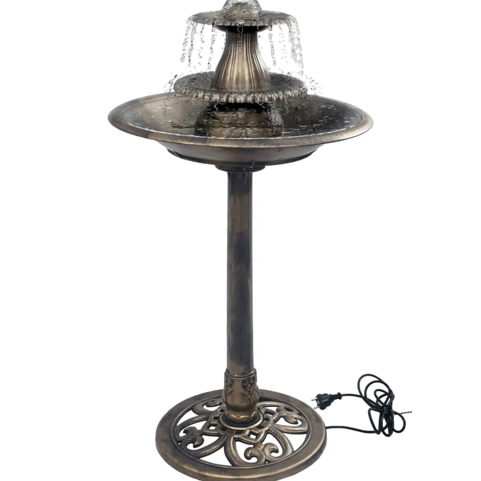vidaXL Vogelbadje met fontein 50x91 cm kunststof bronskleurig