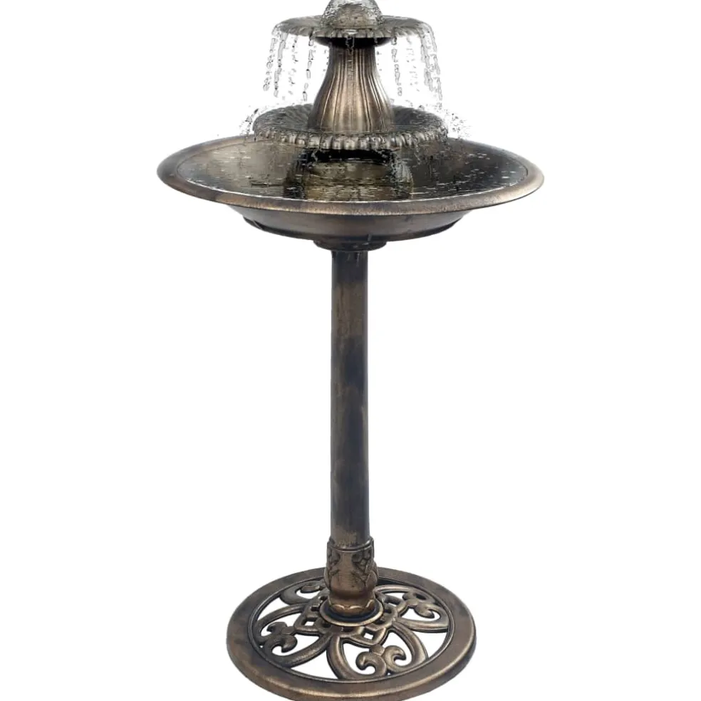 vidaXL Vogelbadje met fontein 50x91 cm kunststof bronskleurig