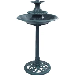 vidaXL Vogelbadje met fontein 50x91 cm kunststof groen