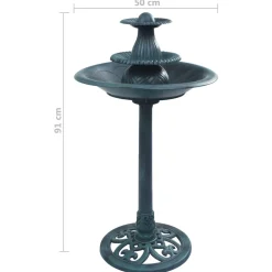 vidaXL Vogelbadje met fontein 50x91 cm kunststof groen