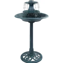 vidaXL Vogelbadje met fontein 50x91 cm kunststof groen