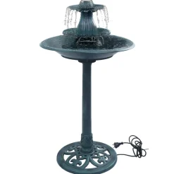 vidaXL Vogelbadje met fontein 50x91 cm kunststof groen