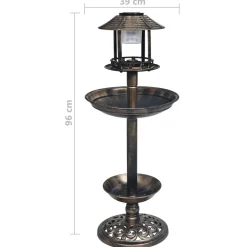 vidaXL Vogelbadje met solar LED-verlichting kunststof