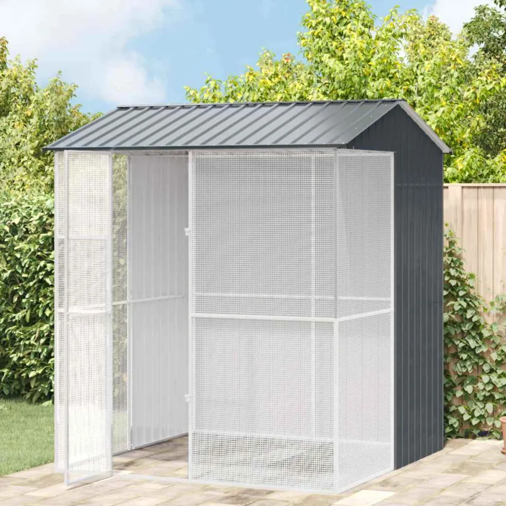 vidaXL Vogelkooi Antraciet 215 x 210 x 247 cm Gegalvaniseerd staal