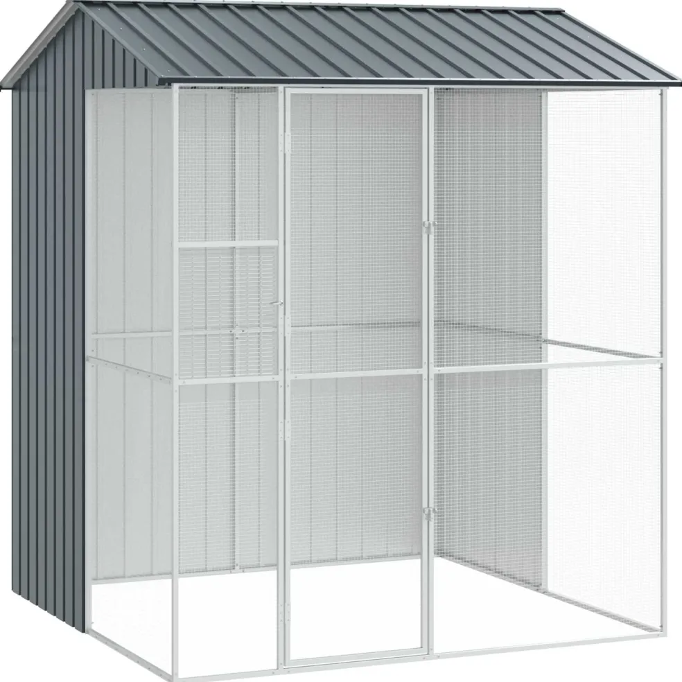 vidaXL Vogelkooi Antraciet 215 x 210 x 247 cm Gegalvaniseerd staal
