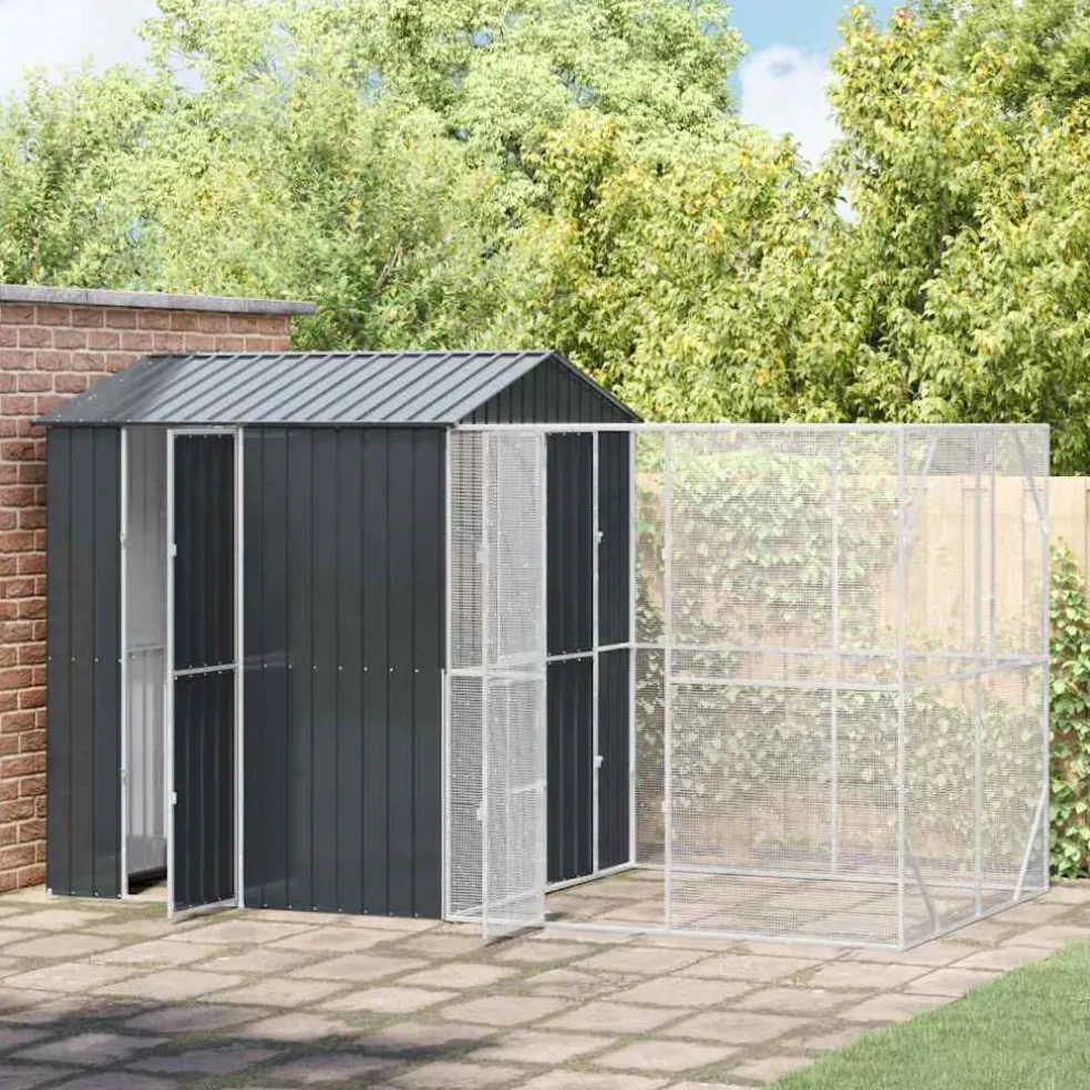 vidaXL Vogelkooi Antraciet 418 x 210 x 247 cm Gegalvaniseerd staal