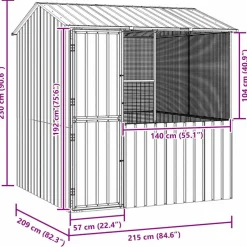 vidaXL Vogelkooi Antraciet 215 x 209 x 230 cm Gegalvaniseerd staal