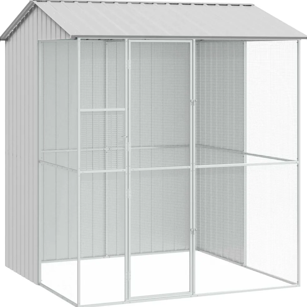 vidaXL Vogelkooi Grijs 215 x 210 x 247 cm Gegalvaniseerd staal