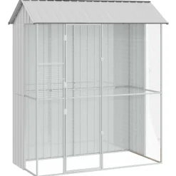 vidaXL Vogelkooi Grijs 215 x 110 x 247 cm Gegalvaniseerd staal