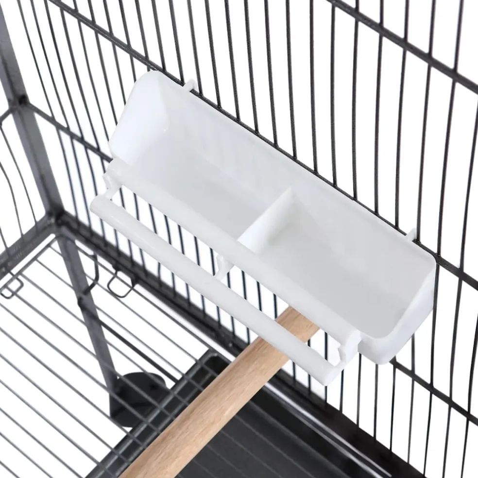 vidaXL Vogelkooi met dak staal zwart 66x66x155 cm