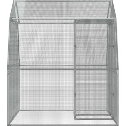vidaXL Vogelkooi met deur gegalvaniseerd staal zilverkleurig