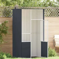 vidaXL Vogelkooi 115x78x200 cm gegalvaniseerd staal antracietkleur
