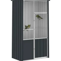 vidaXL Vogelkooi 115x78x200 cm gegalvaniseerd staal antracietkleur