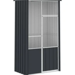 vidaXL Vogelkooi 115x78x200 cm gegalvaniseerd staal antracietkleur