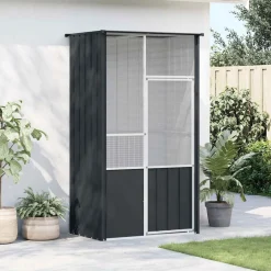 vidaXL Vogelkooi 115x78x200 cm gegalvaniseerd staal antracietkleur