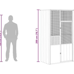 vidaXL Vogelkooi 115x78x200 cm gegalvaniseerd staal antracietkleur