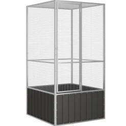 vidaXL Vogelkooi 111x107x211,5 cm gegalvaniseerd staal antracietkleur