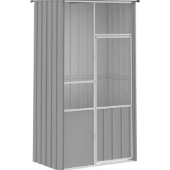 vidaXL Vogelkooi 111x107x211,5 cm gegalvaniseerd staal grijs