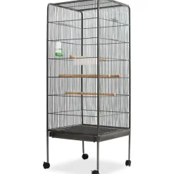 vidaXL Vogelkooi 54x54x146 cm staal zwart