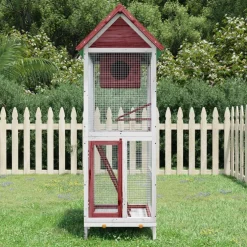 vidaXL Volière 60x58,5x160 cm massief grenenhout mokkakleurig