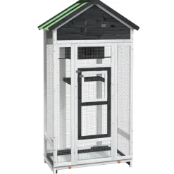 vidaXL Volière 91,5x53x170 cm massief grenenhout grijs