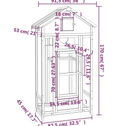 vidaXL Volière 91,5x53x170 cm massief grenenhout grijs