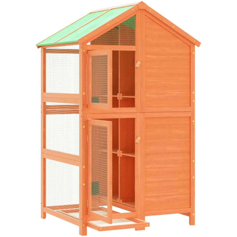 vidaXL Volière 97x81x152 cm massief grenenhout bruin