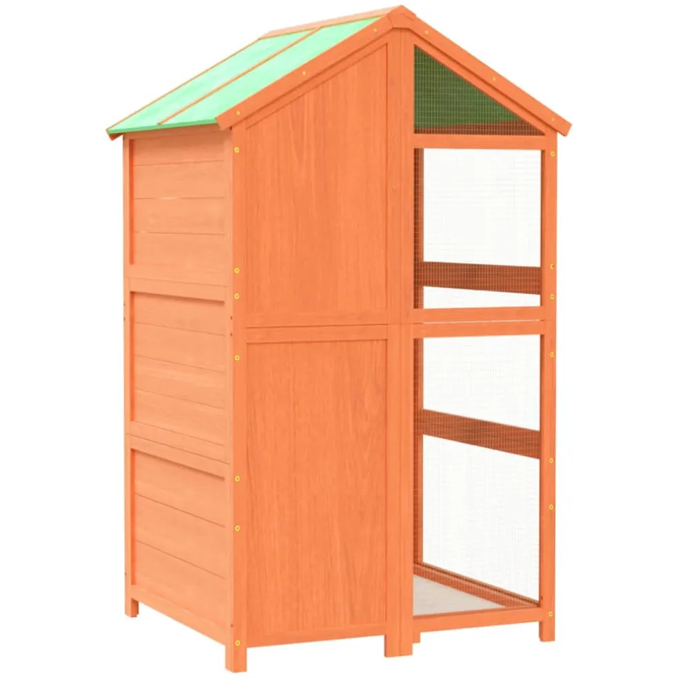 vidaXL Volière 97x81x152 cm massief grenenhout bruin