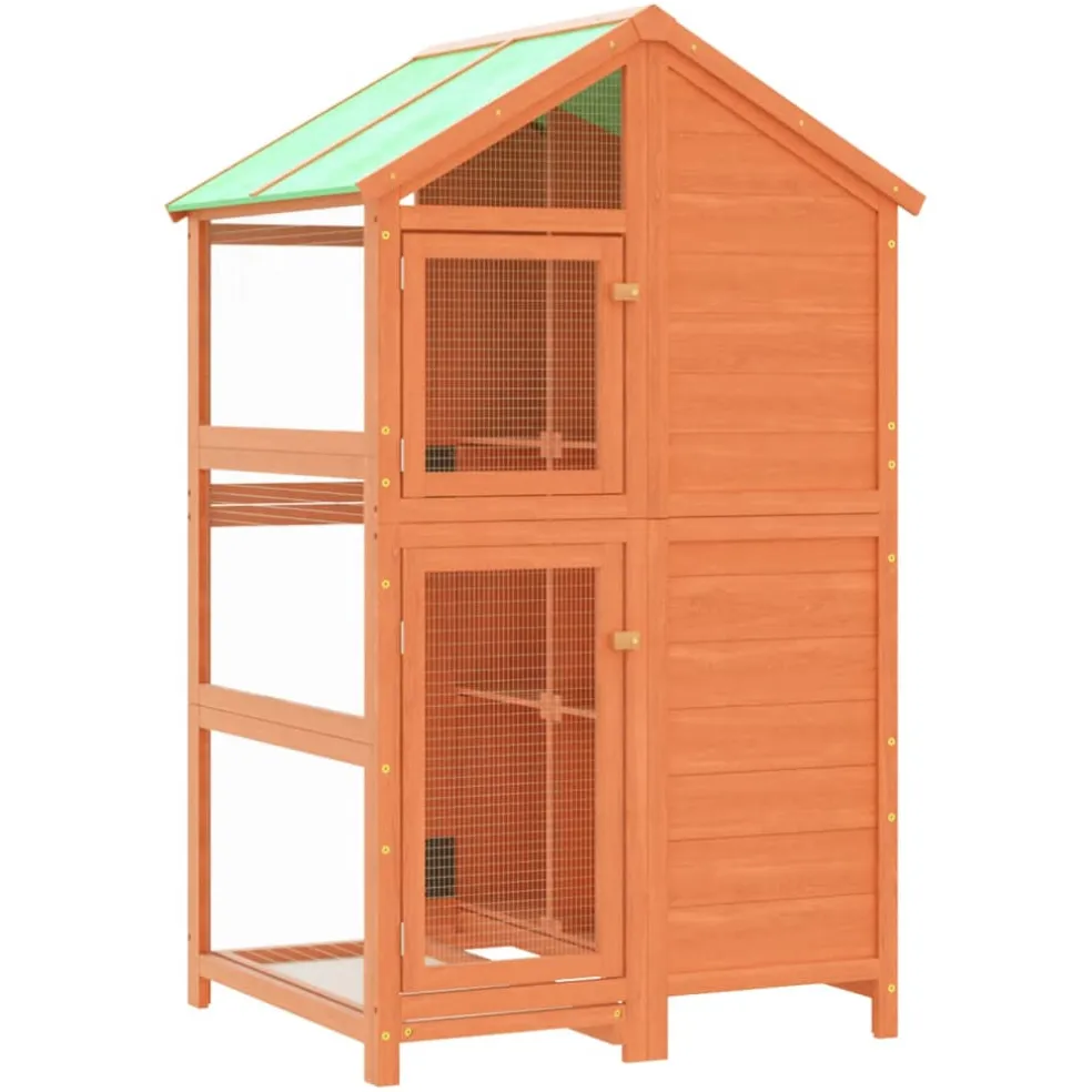vidaXL Volière 97x81x152 cm massief grenenhout bruin