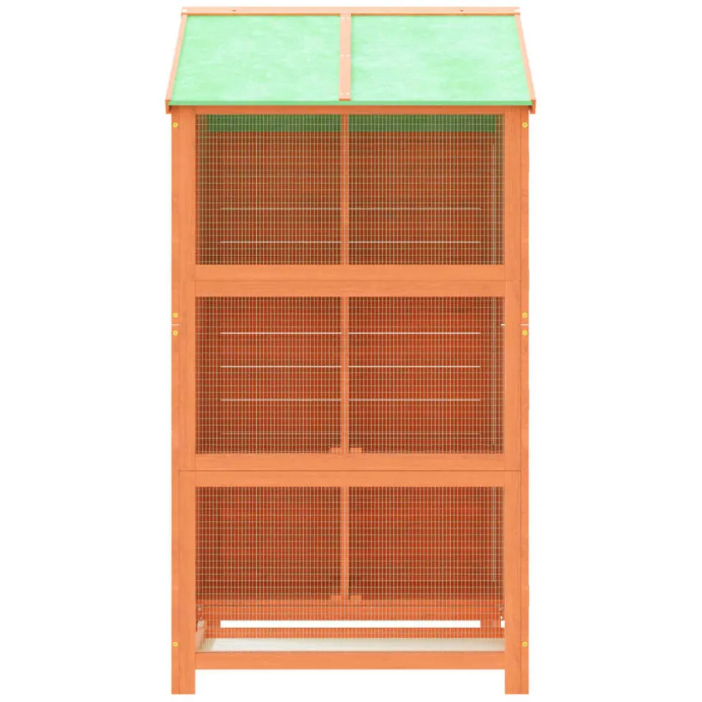 vidaXL Volière 97x81x152 cm massief grenenhout bruin