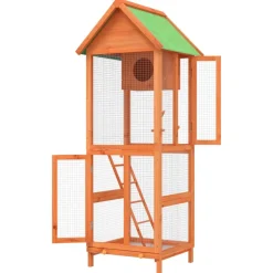 vidaXL Volière 60x58,5x160 cm massief grenenhout bruin
