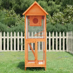 vidaXL Volière 60x58,5x160 cm massief grenenhout bruin