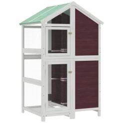 vidaXL Volière 97x81x152 cm massief grenenhout mokkakleurig