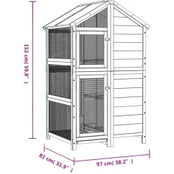 vidaXL Volière 97x81x152 cm massief grenenhout mokkakleurig