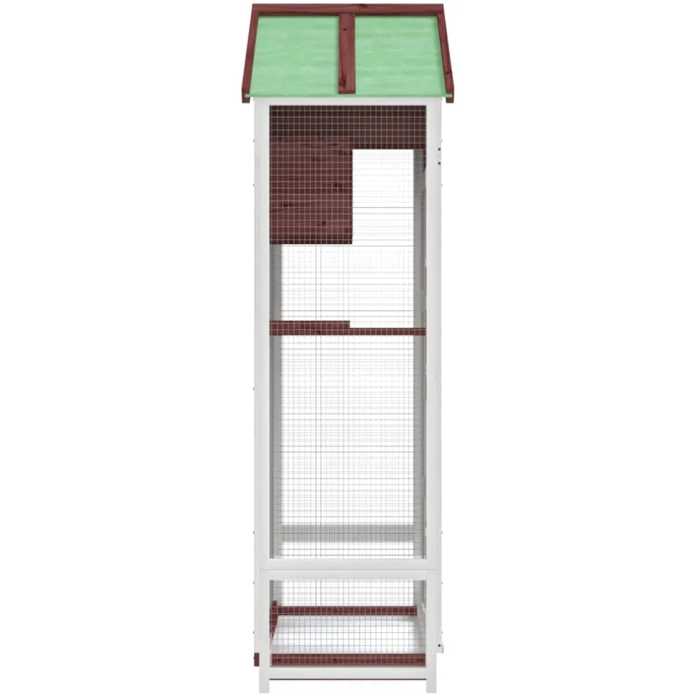 vidaXL Volière 91,5x53x170 cm massief grenenhout mokkakleurig