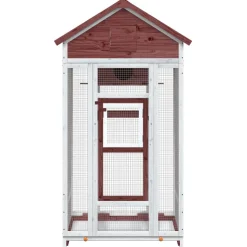 vidaXL Volière 91,5x53x170 cm massief grenenhout mokkakleurig