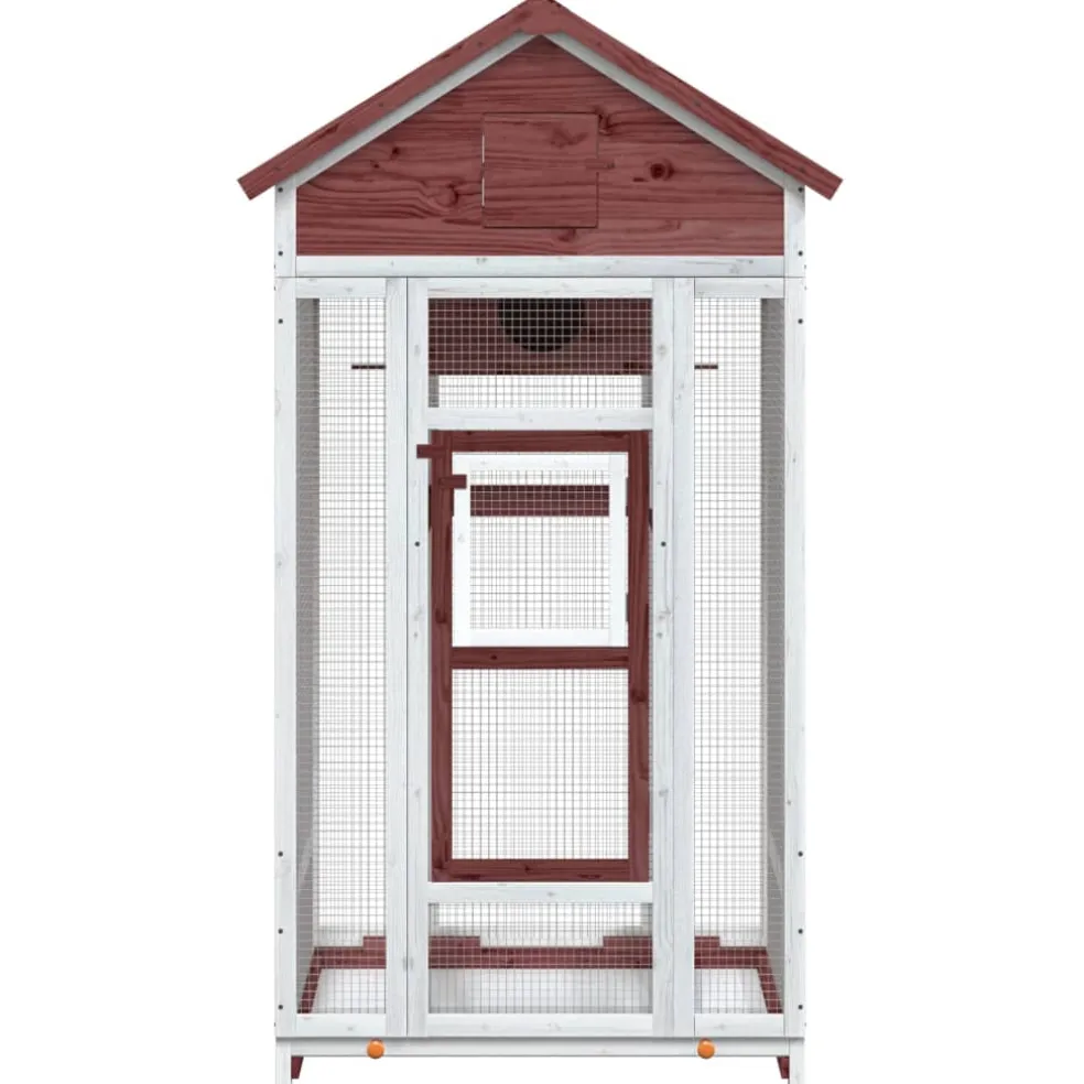 vidaXL Volière 91,5x53x170 cm massief grenenhout mokkakleurig
