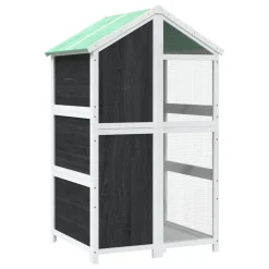 vidaXL Volière 97x81x152 cm massief grenenhout grijs