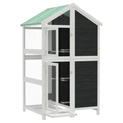 vidaXL Volière 97x81x152 cm massief grenenhout grijs
