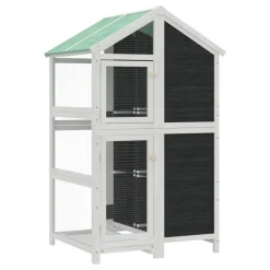 vidaXL Volière 97x81x152 cm massief grenenhout grijs