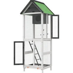 vidaXL Volière 60x58,5x160 cm massief grenenhout grijs