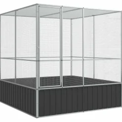 vidaXL Volière 211x207x212 cm staal zilverkleurig