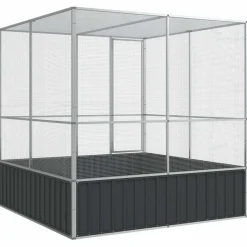 vidaXL Volière 211x207x212 cm staal zilverkleurig
