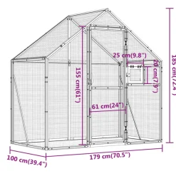 vidaXL Volière 179x100x185 m aluminium antracietkleurig