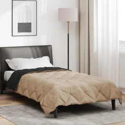 vidaXL Vol jaar dekbed Zwart en Taupe 135 x 200 cm Microfiber