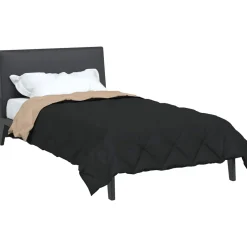 vidaXL Vol jaar dekbed Zwart en Taupe 135 x 200 cm Microfiber