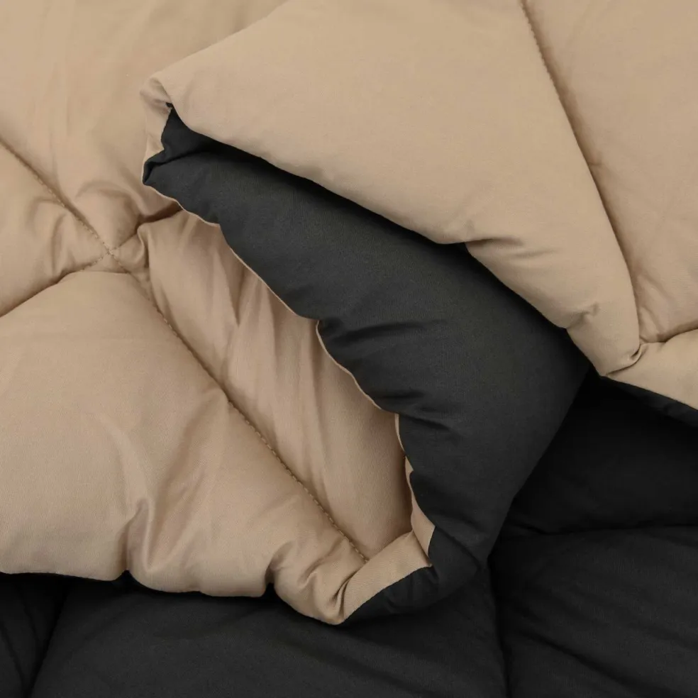 vidaXL Vol jaar dekbed Zwart en Taupe 135 x 200 cm Microfiber